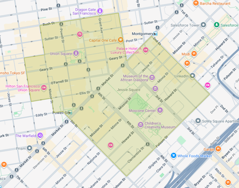 Map of downtown San Francisco's Hospitality Zone