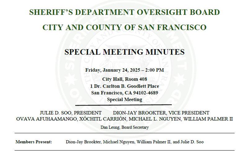 January Special Meeting Minutes Header