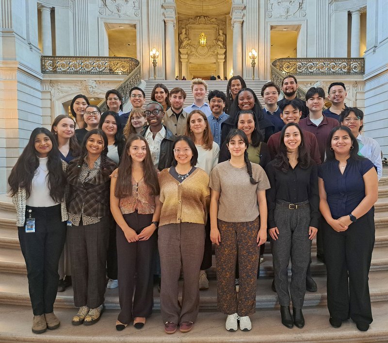 SF Fellows FY 2024-25 group image inside of the City Hall steps