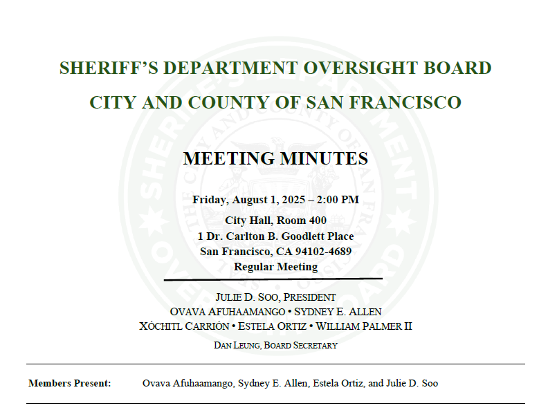 August 1, 2025 Meeting Minutes Header