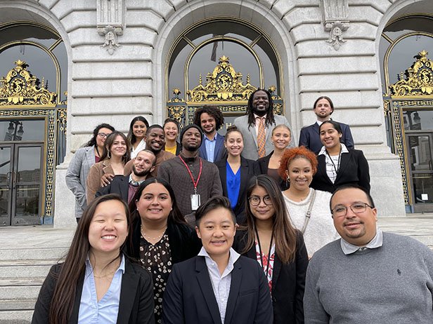 SF Fellows FY 2021-22 group picture in front of City Hall