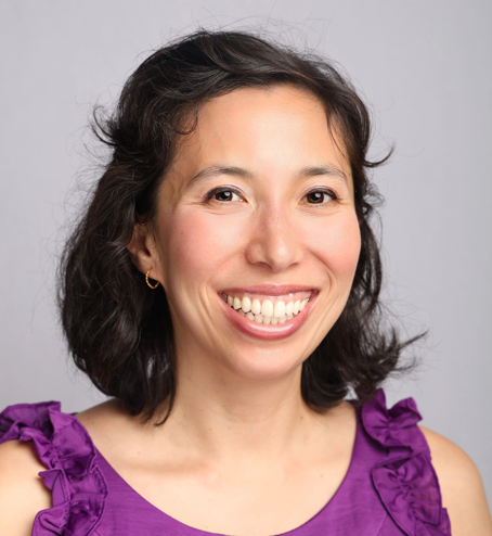 woman wearing purple dress