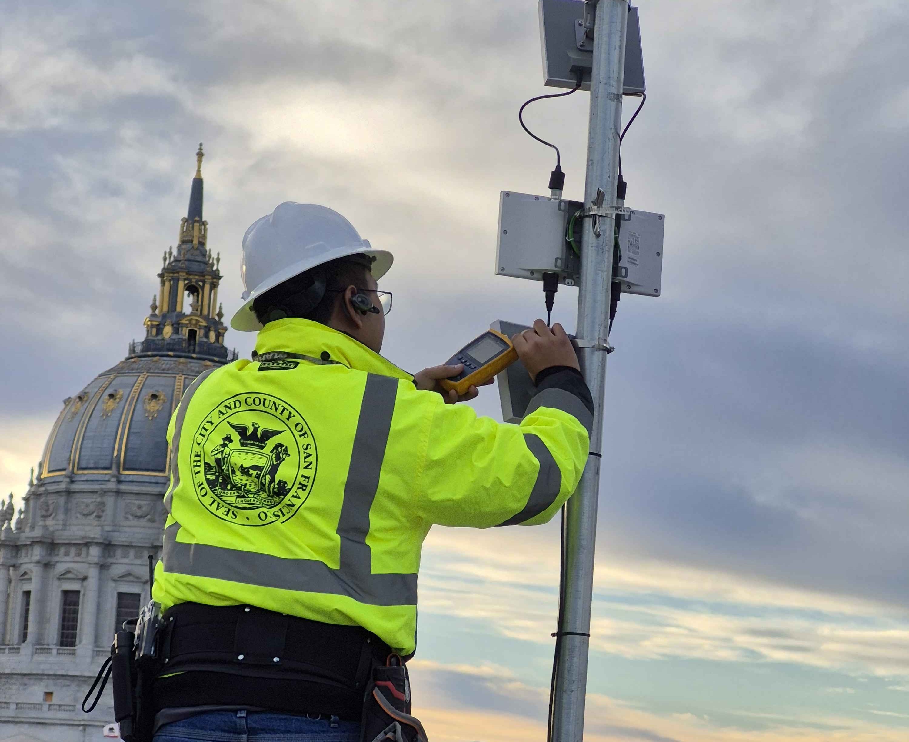 SFWiFi Technician Installing Public Wi-Fi