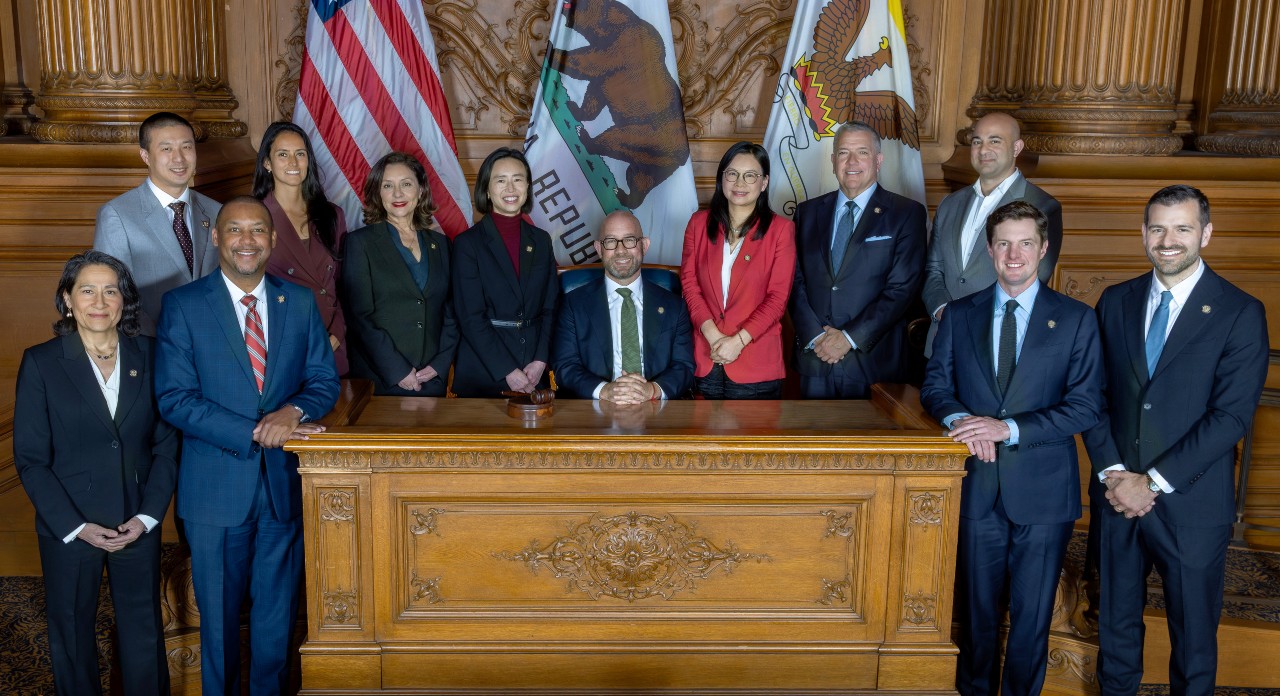 inagural photo, 2026, of 11 District supervisors with the clerk of the board