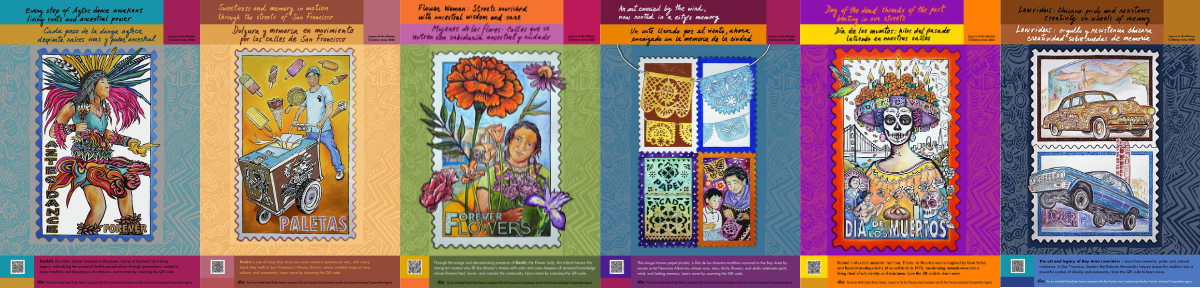 collage of 6 image renderings of art on market street posters