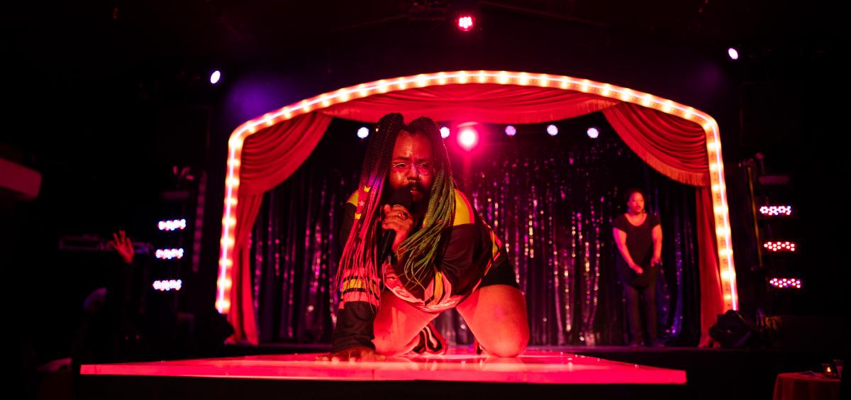 Photo of 2022 Cultural Equity Initiatives grantee Queer Rebels Productions. "Dolllii at QR Fest." June 2, 2024. Photo by Robbie Sweeney.