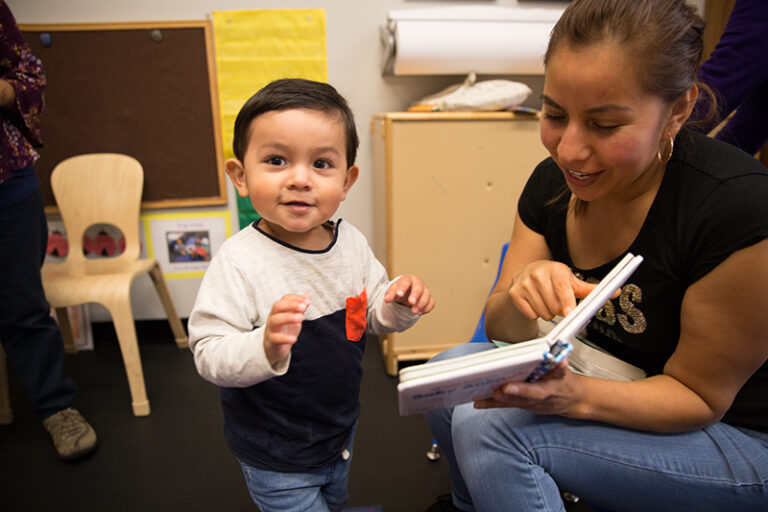 Mother and child reading