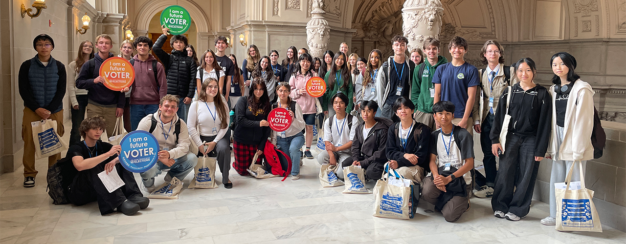 A large group of Elections Ambassadors on their orientation at SF City Hall