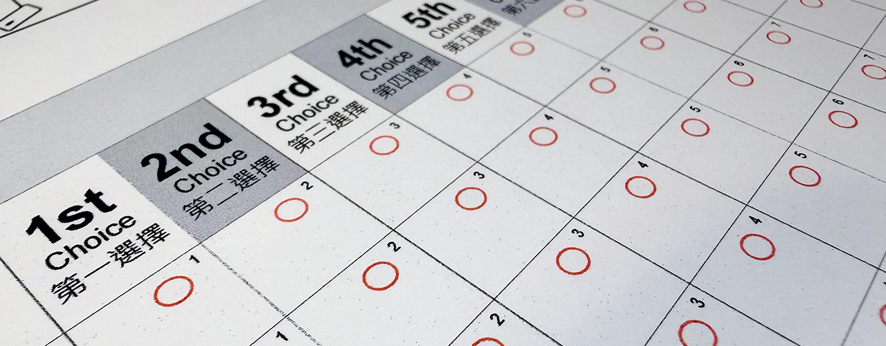Close Up image of a Ranked Choice Voting Ballot