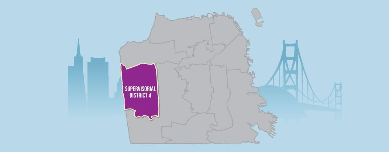 Graphic showing the supervisorial district 4 on San Francisco map