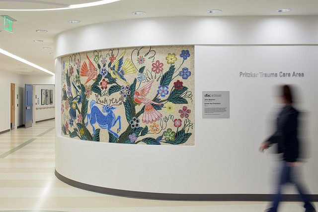 mural with woman walking