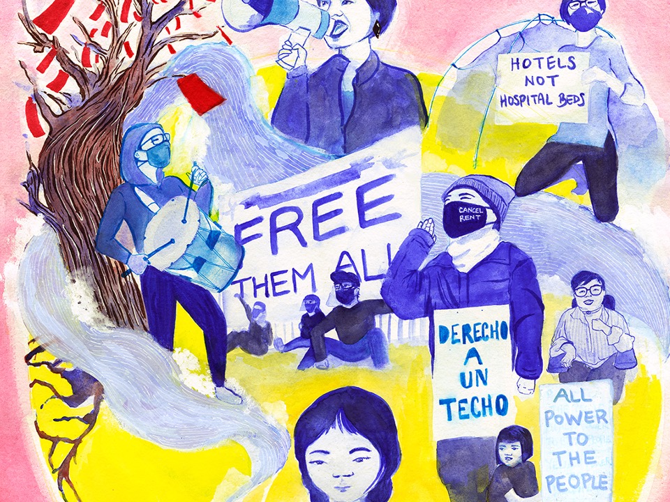 Excerpt from an illustration titled Chinatown: Love, Struggle, Resistance by Vida Kuang & Kayan Cheung-Miaw