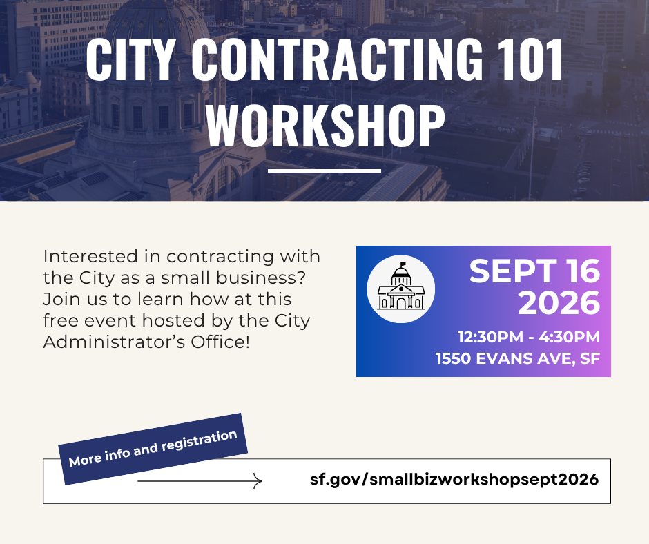 City Contracting 101 Workshop Flyer: September 16, 2026 at SouthEast Community center