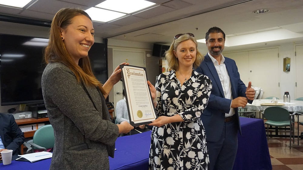 SF leaders holding proclamation from Mayor London Breed declaring September as Citizenship Month