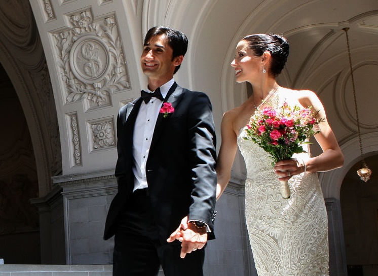 SF Ballet principal dancer Vanessa Zahorian and her husband, fellow dancer Davit Karapetyan after marrying in a civil ceremony at City Hall in San Francisco