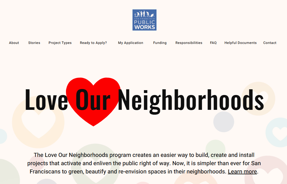 Screenshot of the Love Our Neighborhoods website