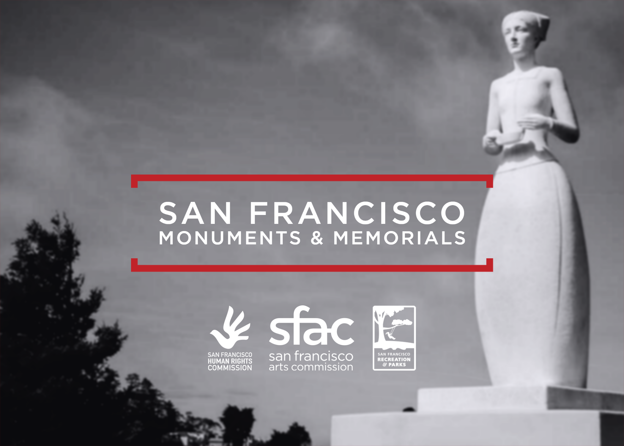 Text saying: The Monuments and Memorials Advisory Committee (MMAC) as overlay on a statue