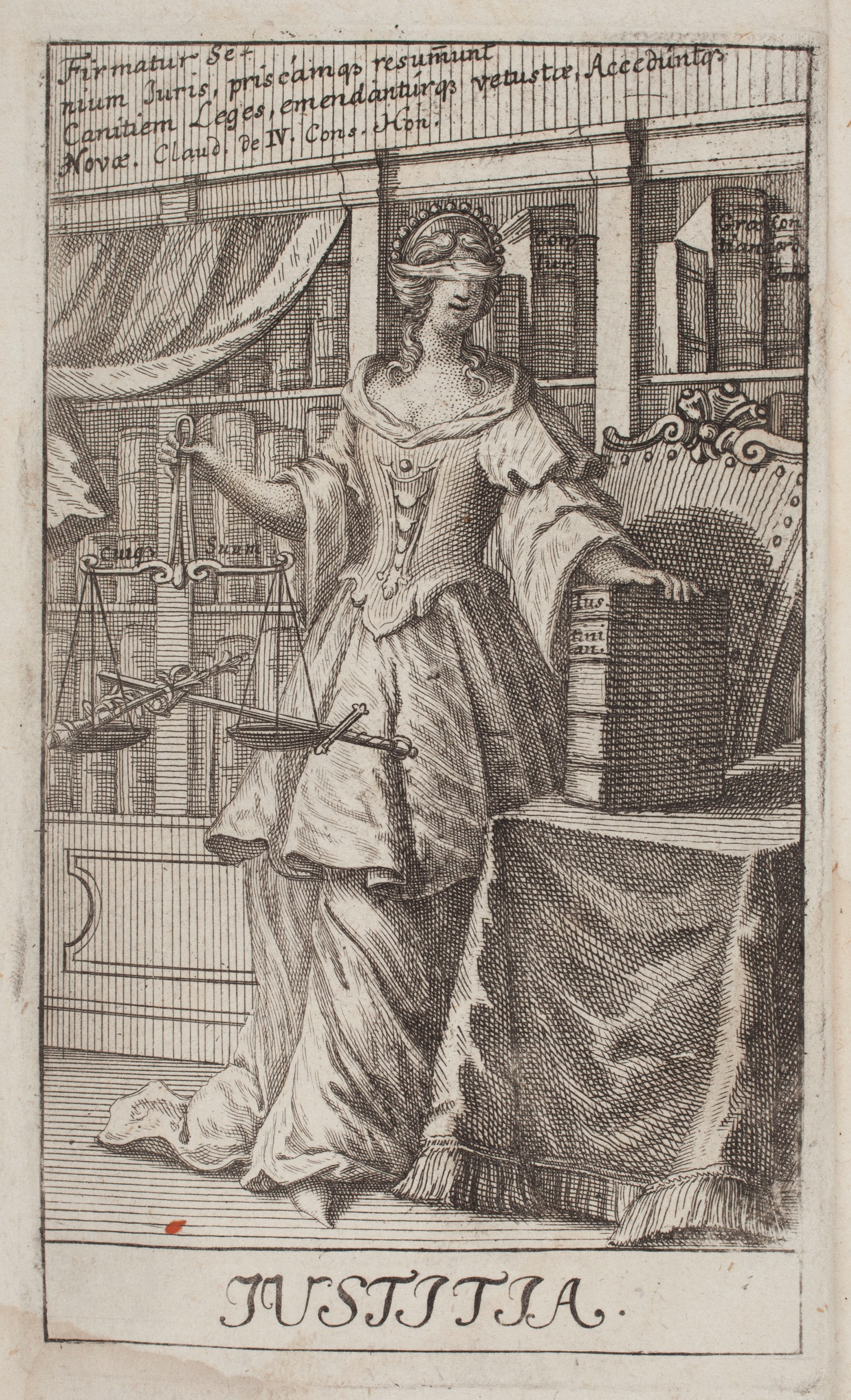 Picture of Justice holding a book and a scale