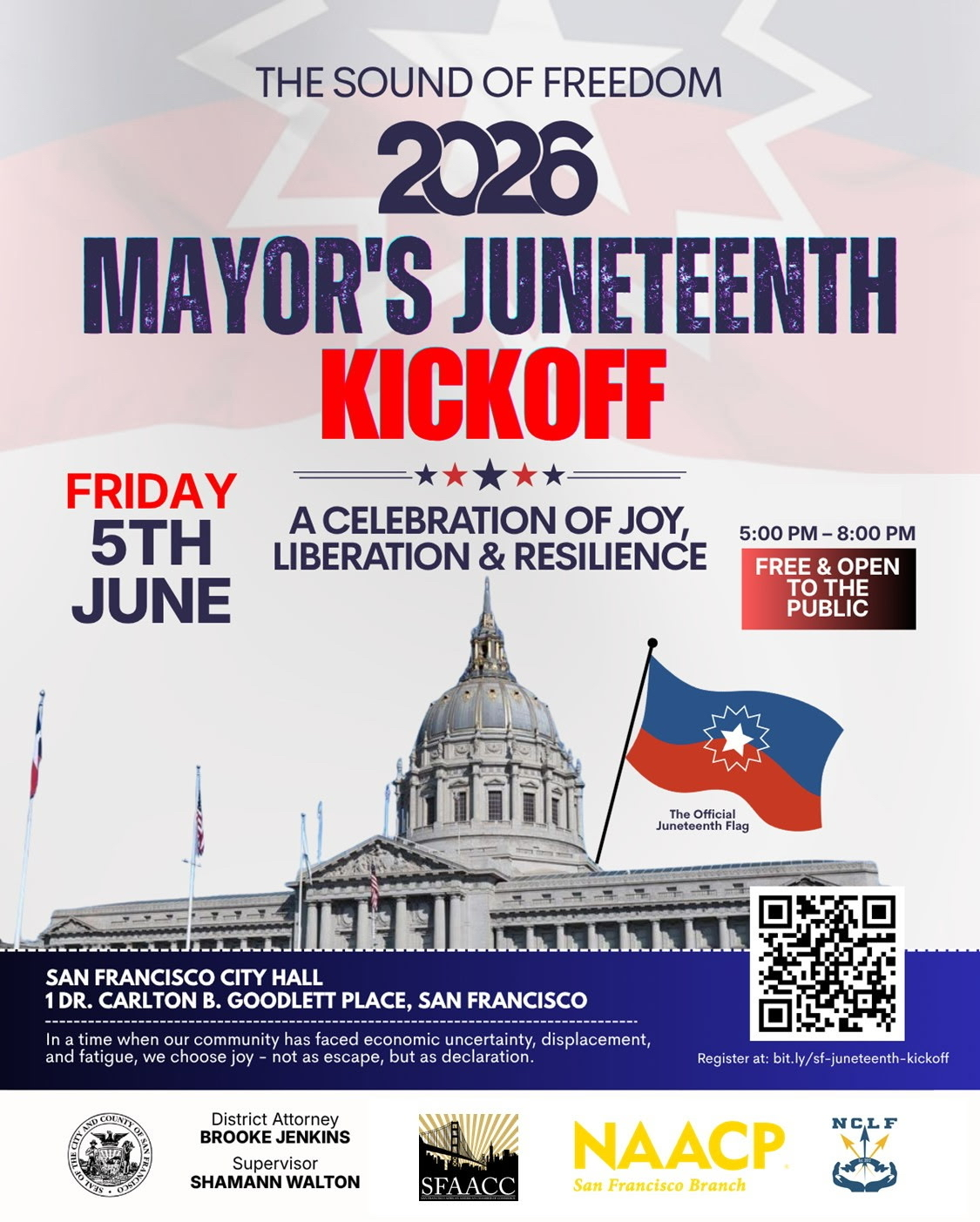 info flyer and registration for Mayor's Juneteenth event June 5, 2026
