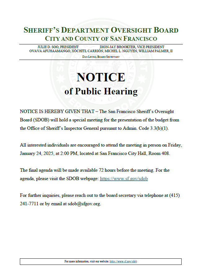 Notice of Budget Hearing - January