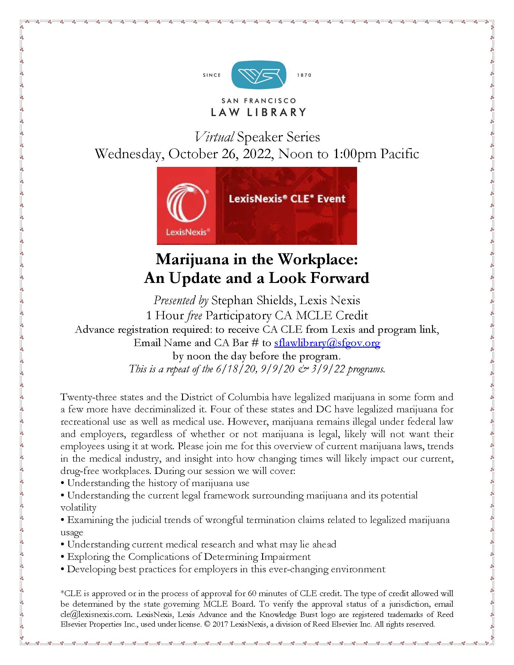 Flyer for the MCLE program