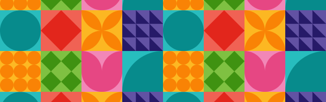 SF Welcoming Week 2026 Campaign Page Banner with Quilt-like colorful images in a repeated pattern