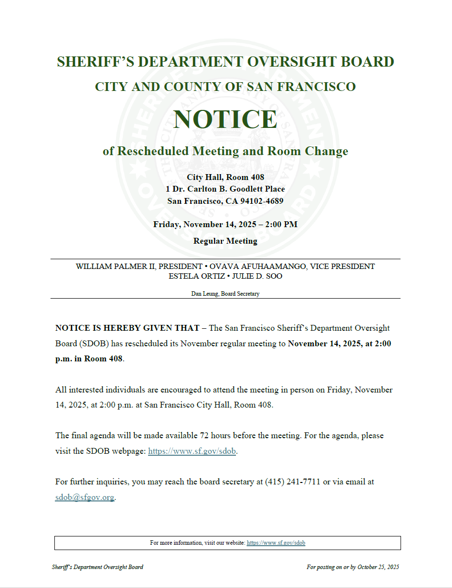 This is an image of the notice that is posted. All information from this notice has been copied on this page.