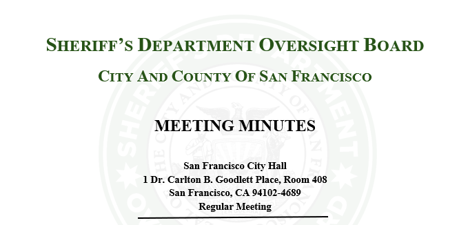 This is an image of the header of the hard copy of the meeting minutes. It shows SDOB meeting information.