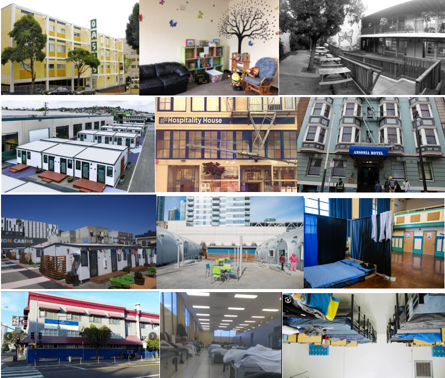 A collection of images of City-funded shelters