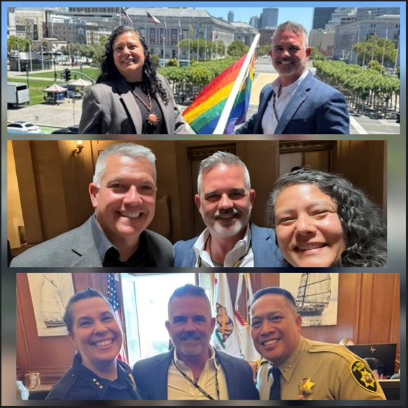 Board members Carla Cuevas and Scott Dignan at the 2026 Flag Raising ceremony at City Hall with Supervisor Dorsey and Deputy Sheriff's Quanico and one other one.
