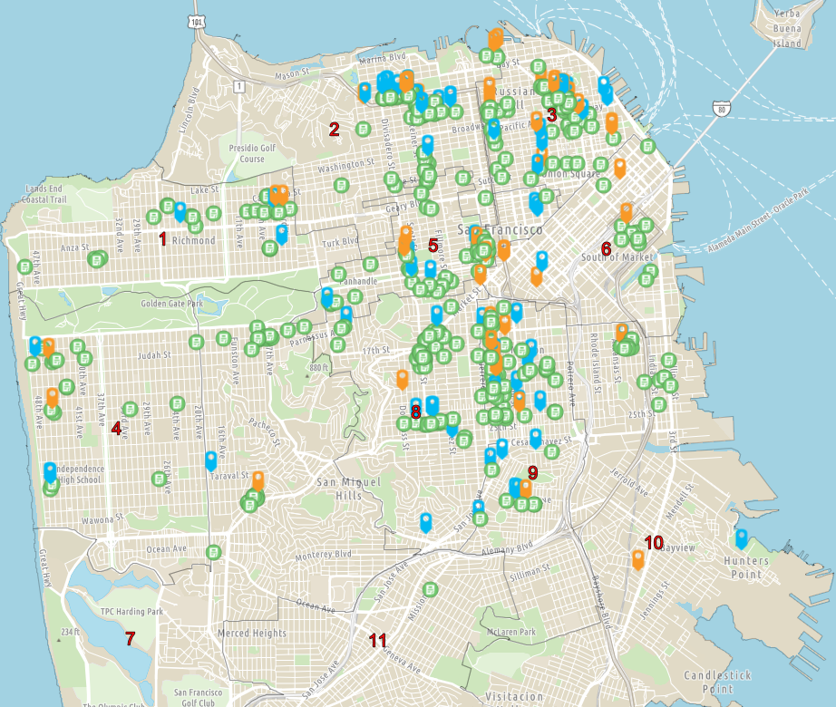 Map of Shared Spaces in San Francisco