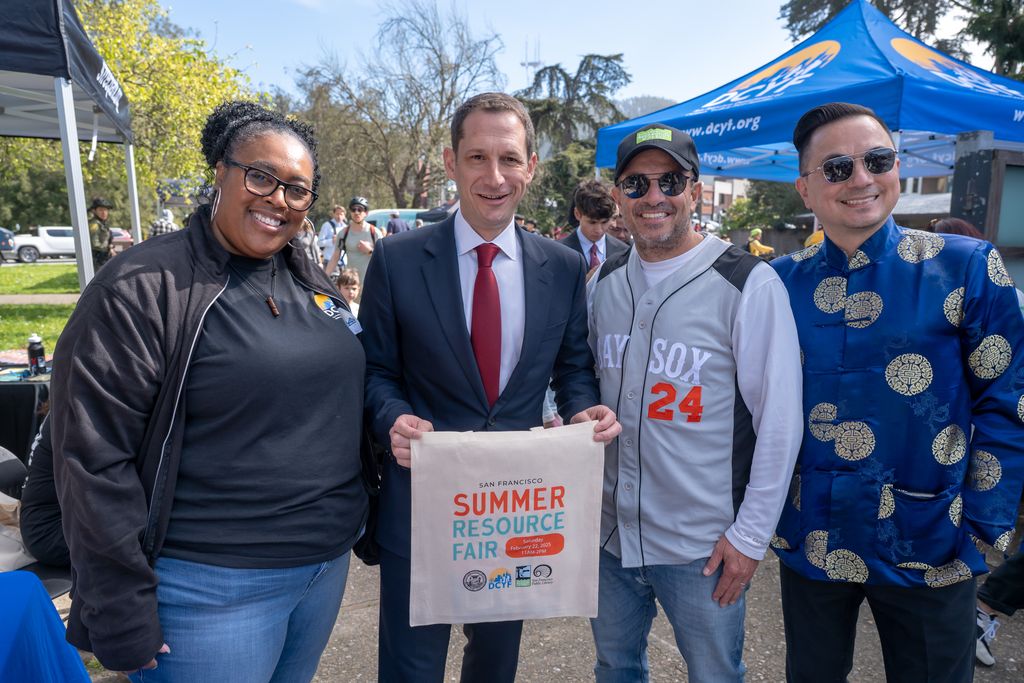 2025 Summer Resource Fair with DCYF Interim Director Sherrice Dorsey-Smith, SF Mayor Daniel Lurie, SF Recreation and Parks General Manager Phil Ginsberg, and SF Librarian Michael Lambert