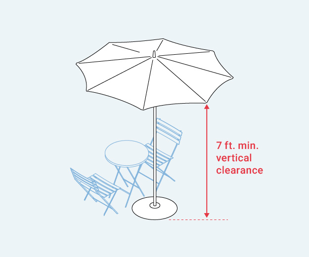 Umbrella requirements for sidewalk seating