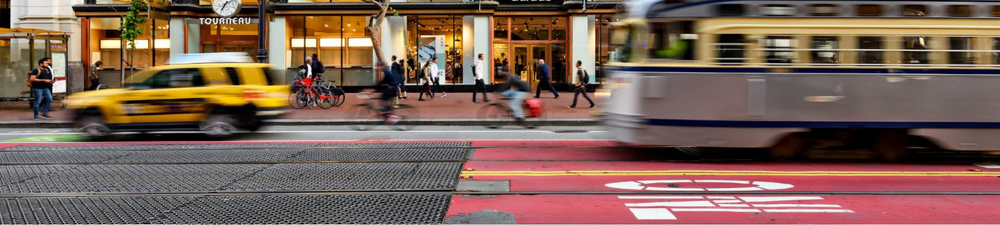 market street san francisco, blurry bus