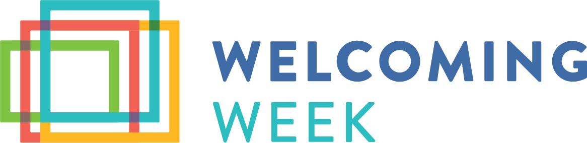 Welcoming Week logo with color boxes