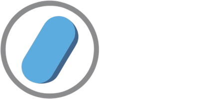 illustration of a light blue oblong pill in a gray circle