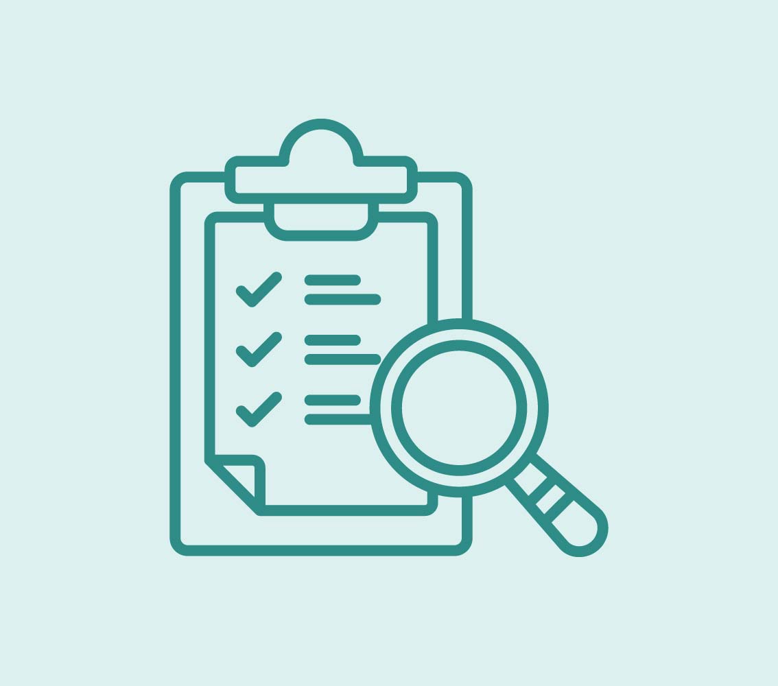 clipboard and magnifying glass