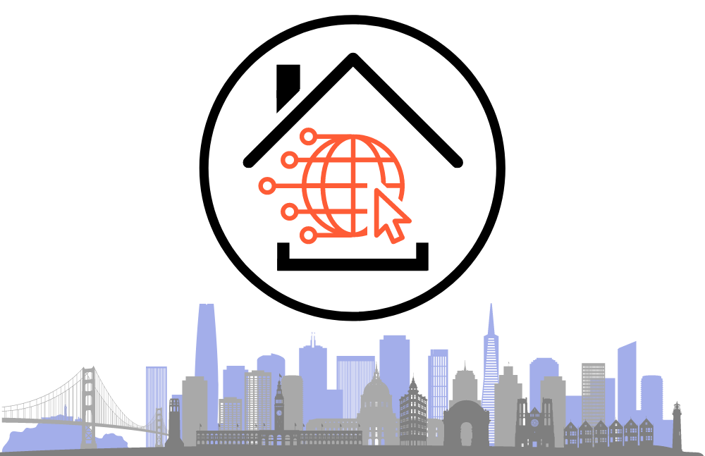 Fiber to Housing logo over San Francisco skyline