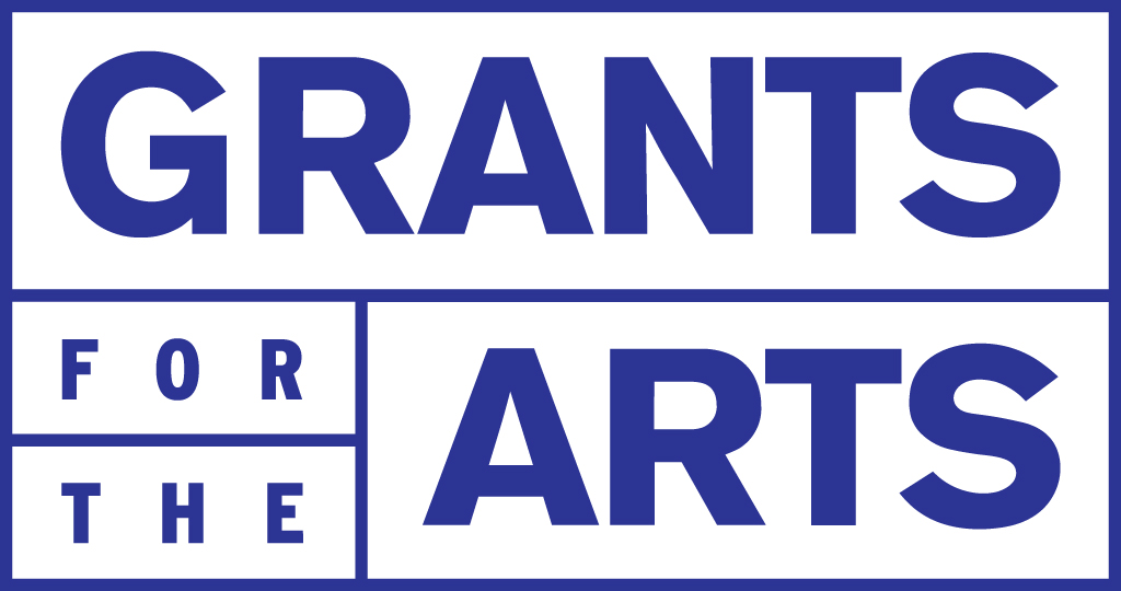 Bold blue text logo reading ‘GRANTS FOR THE ARTS’ arranged in a block layout on a light background