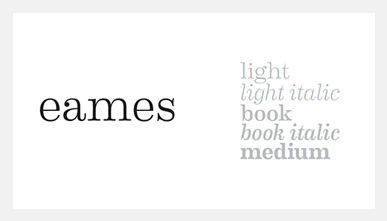 SFAC Eames fonts: light, light italic, book, book italic, medium
