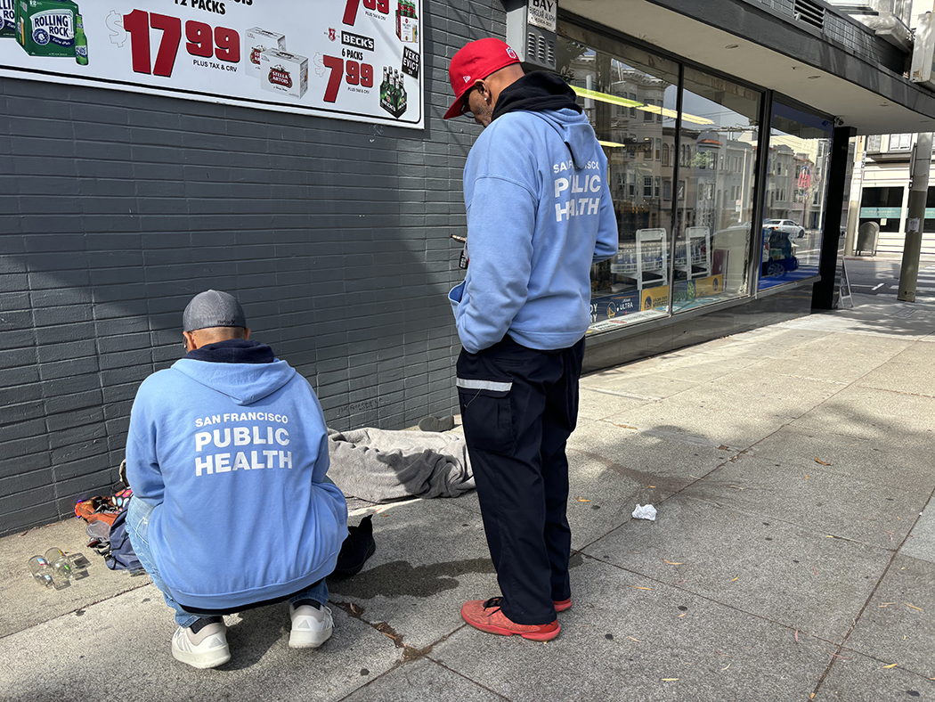 street team engaging with client